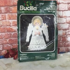 Vintage Bucilla Retired Applique 8" Christmas Celestial Angel Ornament Kit